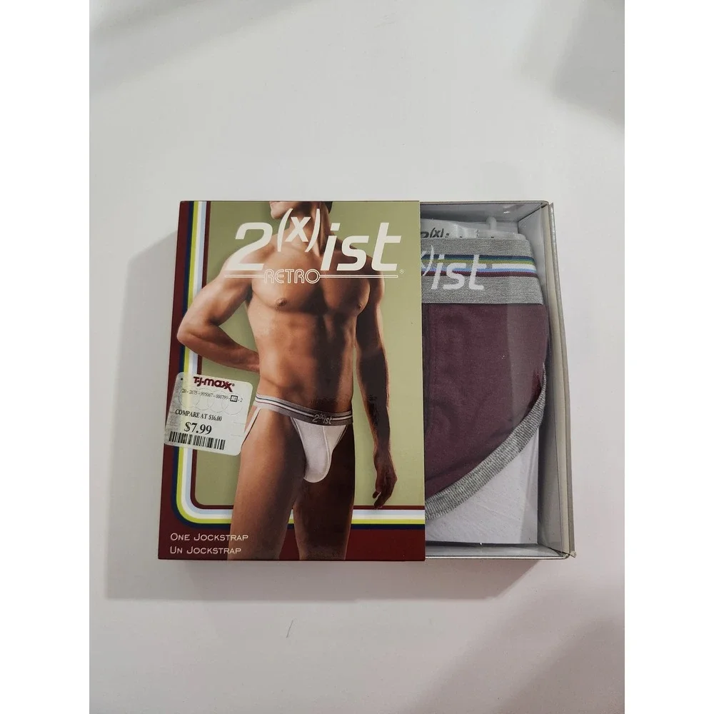 2(x)ist Jockstrap Burgundy Retro Bamboo Cotton Blend Striped Small‎
